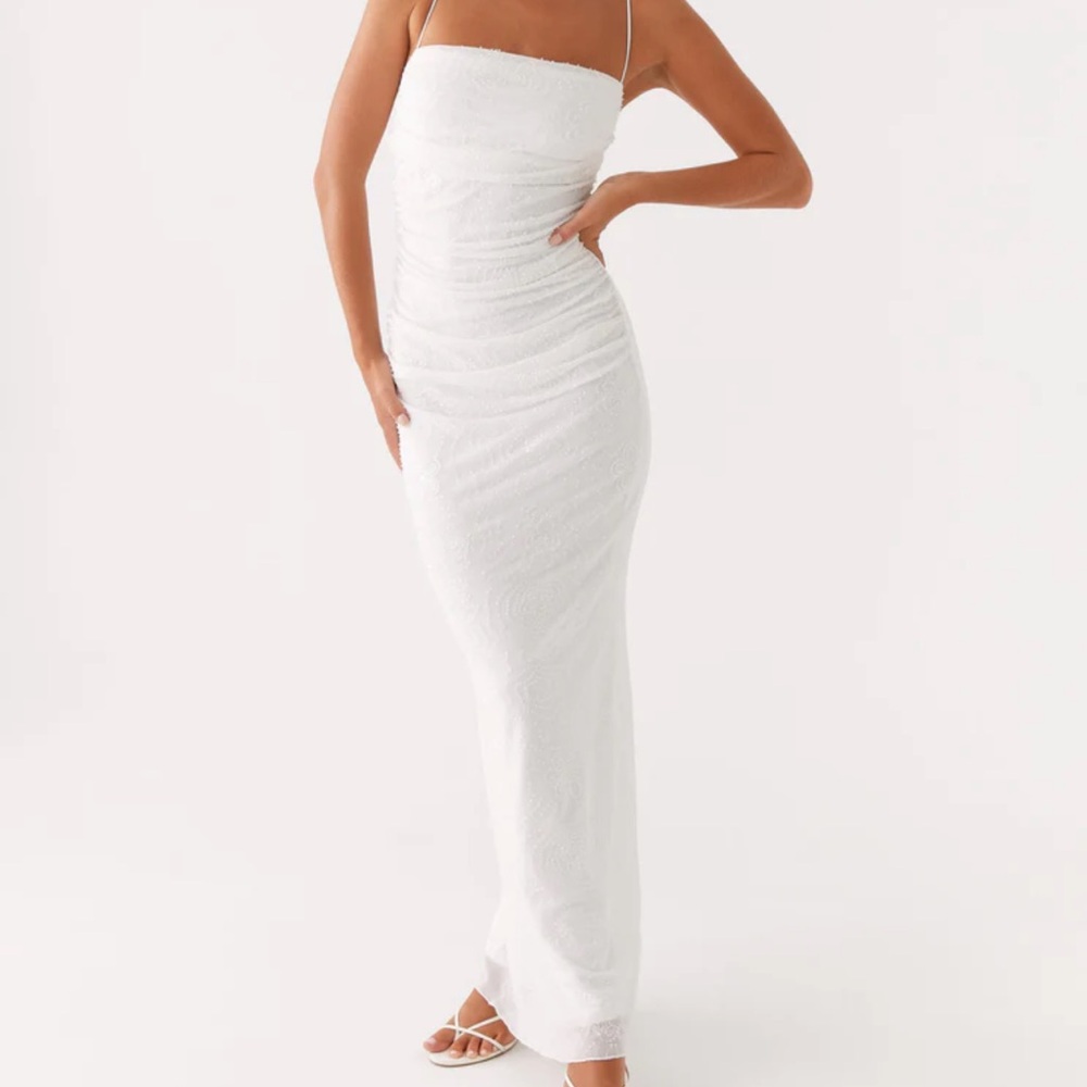 Peppermayo White Paxton Beaded Maxi Dress